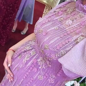 Elegant Lavender Embroidered Dress